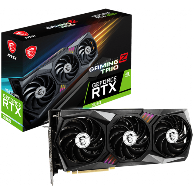 Видео карта MSI Video Card Nvidia GeForce RTX 3060 GAMING Z TRIO 12G, 12GB GDDR6, 192-bit, PCIe 4.0, 3x DisplayPort 1.4a, HDMI 2.1