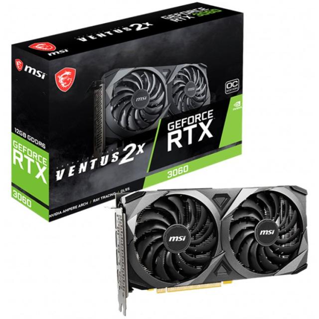 Видео карта MSI Nvidia GeForce RTX 3060 VENTUS 2X 12G OC, 12GB GDDR6, 192-bit, PCIe 4.0, 3x DisplayPort 1.4a, HDMI 2.1