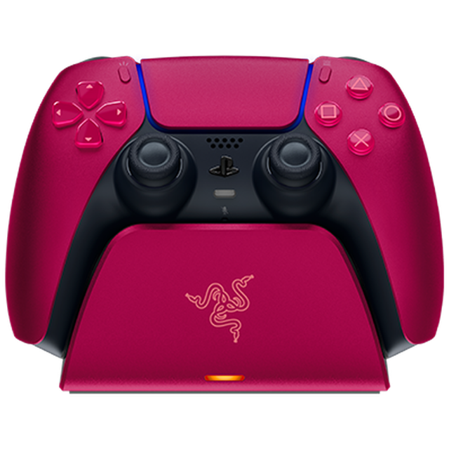 Безжично зарядно устройство Razer за PlayStation 5, зареждане на 1 контролер, червено