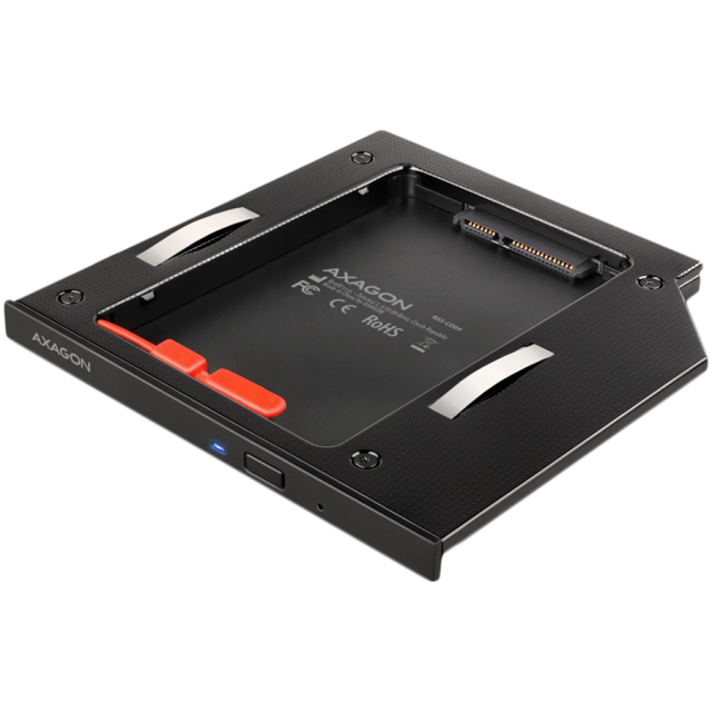 Конвертор AXAGON RSS-CD09 2.5" SSD/HDD caddy into DVD slot, 9.5 mm, LED, ALU