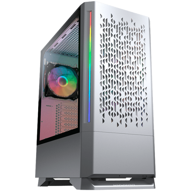 Кутия COUGAR MX430 RGB (White), USB 3.0 x 2, USB 2.0 x 1, Mic x 1 / Audio x 1, RGB Button, 3x ARGB, Mid Tower, Mini ITX / Micro ATX / ATX