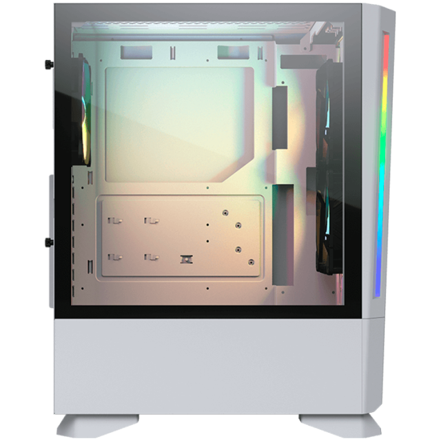 Кутия COUGAR MX430 RGB (White), USB 3.0 x 2, USB 2.0 x 1, Mic x 1 / Audio x 1, RGB Button, 3x ARGB, Mid Tower, Mini ITX / Micro ATX / ATX