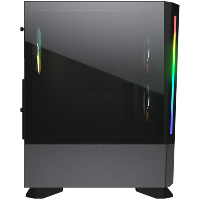 Кутия COUGAR MX430 RGB (Black), USB 3.0 x 2, USB 2.0 x 1, Mic x 1 / Audio x 1, RGB Button, 3x ARGB, Mid Tower, Mini ITX / Micro ATX / ATX