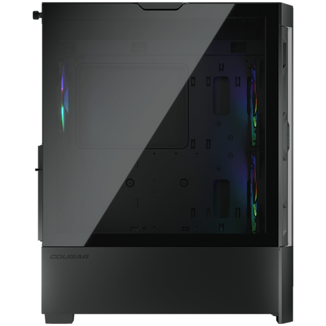 Кутия Cougar Gaming DUOFACE RGB, USB 3.0 x 2, USB 2.0 x 1, Mic + Audio x 1, прозорец, 3x 140 ARGB Fans, Mini ITX / Micro ATX / ATX, черна, без захранване