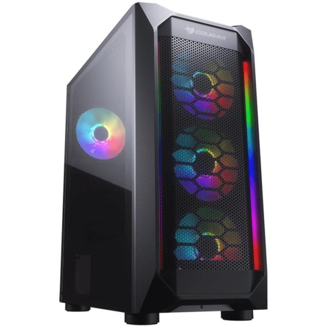 Кутия COUGAR MX410 Mesh-G RGB, USB 3.0 x 2, USB 2.0 x 2, Mic x 1 / Audio x 1, Mid Tower, MiniITX/MicroATX/ATX, черна, без захранване