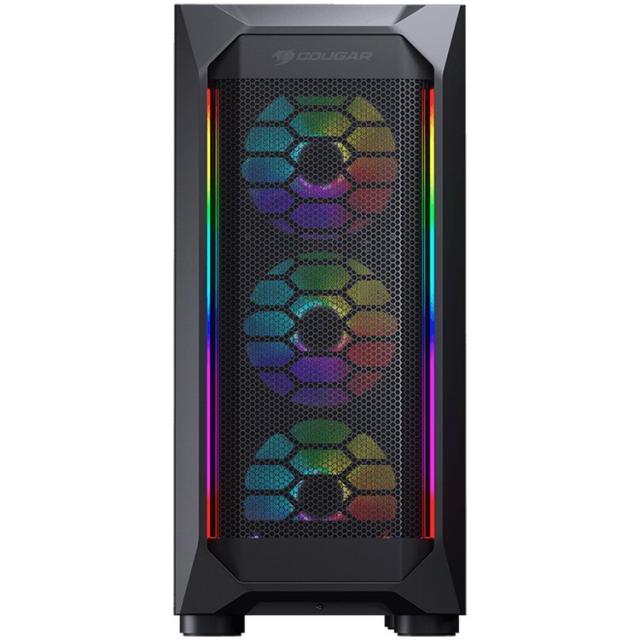 Кутия COUGAR MX410 Mesh-G RGB, USB 3.0 x 2, USB 2.0 x 2, Mic x 1 / Audio x 1, Mid Tower, MiniITX/MicroATX/ATX, черна, без захранване