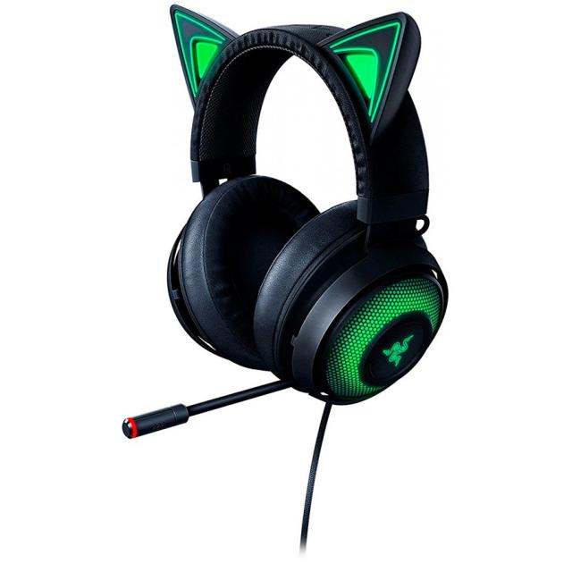 Слушалки Слушалки Razer Kraken Kitty Edition - Quartz, микрофон, USB, подсветка, охлаждащ гел, активна шумоизолация, черни