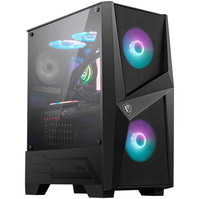 Кутия MSI MAG FORGE 100R, 2x USB 3.2 Gen 1 Type-A, 1x Audio/1x Mic, Mid-Tower, ATX/Micro-ATX/Mini-ITX
