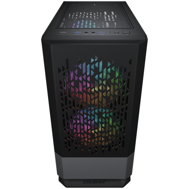 Кутия COUGAR MG140 Air RGB,  USB 3.0 x 2, USB 2.0 x 1, Mic x 1 / Audio x 1, Mini Tower, Mini ITX / Micro ATX, черна