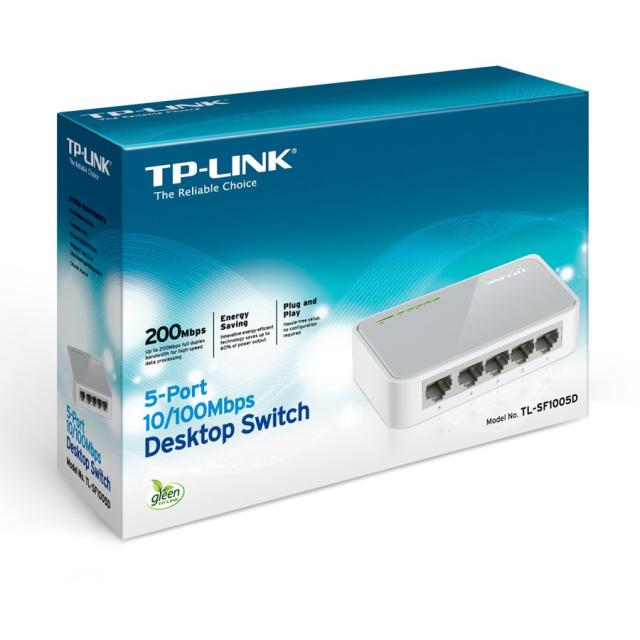 Суич TP-Link TL-SF1005D, 5-Port RJ45 10/100Mbps