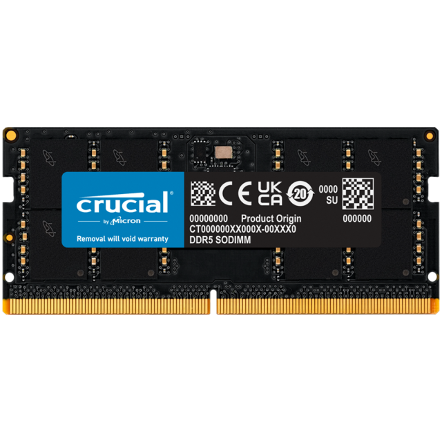 Памет Crucial 32GB DDR5 4800MHz, SO-DIMM, CL40, CT32G48C40S5, 1.1V